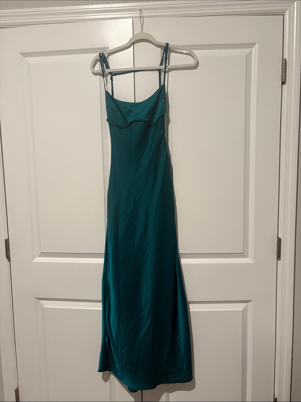 Thirty Thirty Teal Slip Midi Dress with Adjustable Straps